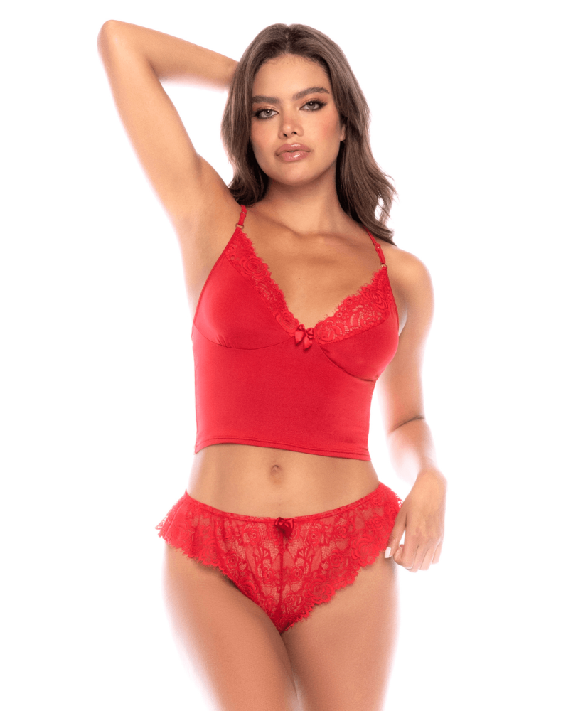 Ensemble 2 pièces rouge dentelle élégance classique – Mapalé